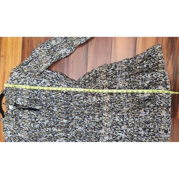 ba&sh Paris Mini Dress Sze2 Medium Printed Long Sleeve Ruffle Tiered V Neck Kaki - Picture 12 of 16